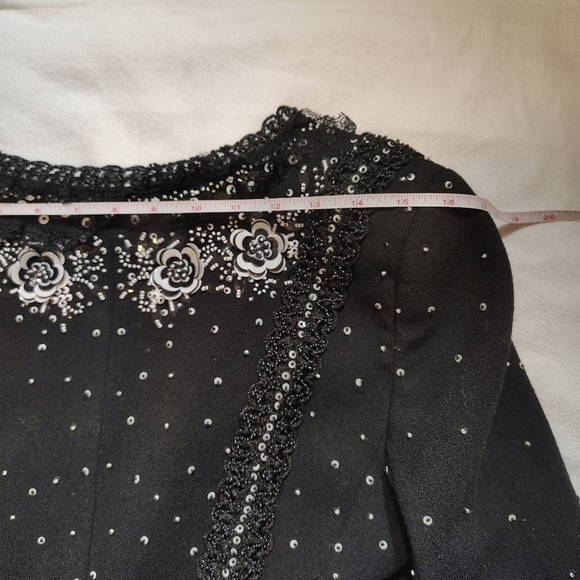 Escada Couture Womens Gala Glam Beaded Jacket 38 Black White Old Money - Picture 15 of 16